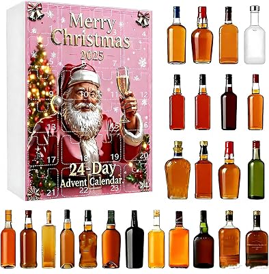 2025 Advent Calendar, Alcohol Advent Christmas Countdown CalendarNot Beverages, 2D Flat Acrylic Hanging Ornaments with Airplane Box for Easy Storage & Gifting Pink-2