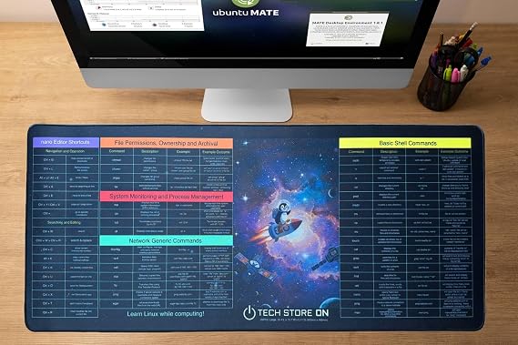 Linux Command Cheat Sheet XXL Mouse Pad, 900 x 400 mm Desk Mat | Essential Linux commands and examples for programmers, sysadmins and IT pros on a non-slip 900 x 400 mm desk mat