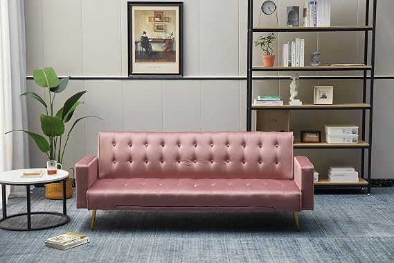 Bonrcea 75" Futon Sofa Bed,Sleep Sofa,Modern Folding Futon Set,Velvet Convertible Recliner Lounge for RV,Small Apartment,Living Room,500 lbs Capacity
