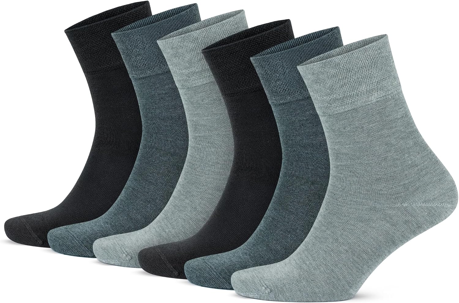 GoWith 6-Piece Bamboo Premium Black - Breathable Classic Mens - Womens Socks 3560 with Colorful Seamless Box