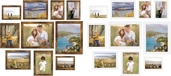 Gallery Wall Frame Set, Picture Frames Collage Wall Decor 10 Pcs, Picture Frame Set for Wall Mounting or Tabletop Display, Multi Sizes Including 8x10, 5x7, 4x6 Family Photo Frames