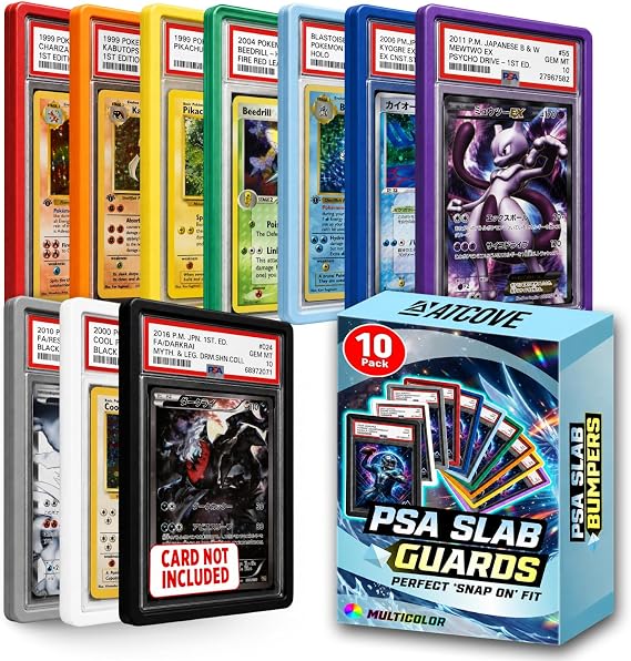 PSA Slab Guard, 10-Pack Card Guard, Stackable PSA Slab Bumpers (Multicolor)