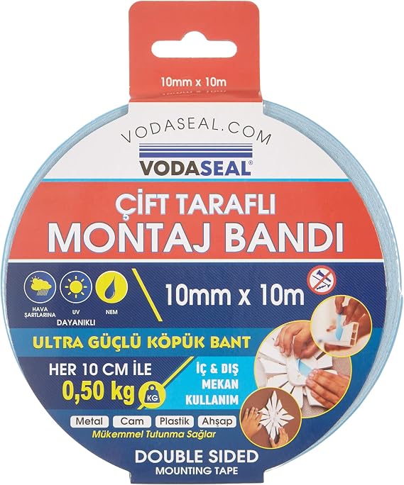 Vodaseal Çift Taraflı Montaj Bandı, 10mmx10mt