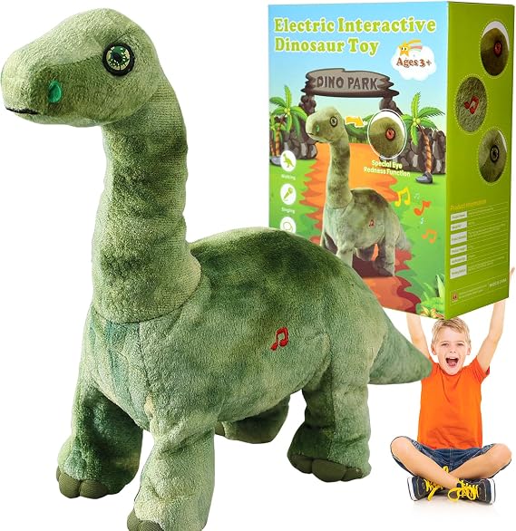 HCdoujoy Green Dinosaur Toys for Girls Walking Nodding, Roaring, Repeating What You Say, Touch & Button Control Eyes Turn Red Realistic Pet, Toy Gift for Kids Christmas Birthday Easter Toddlers
