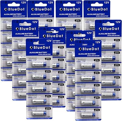 BlueDot Trading 27A A27, G27A, L828 or MN27 12 Volt Alkaline Dry Cell Battery for Keyless Entry Remotes, Home Security Systems, Wireless Doorbells, Retail Package of Fifty 50