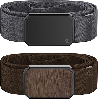 Groove Life Black/Stone and Walnut/Brown Groove Belt Loadout Mens Stretch Nylon Belt with Magnetic Aluminum Buckle, Lifetime Coverage - Small