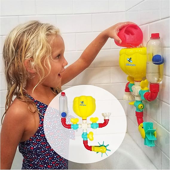 BubbleBee Bath Toys - 11 Piece Bath Toy Set, Top Selling Building STEM Toys, Toddler Bath Toys For Engaging Fun!