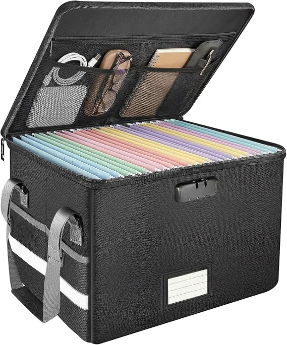 novelinks File Box with Lock, Document Box for Home Office (Single-layer)