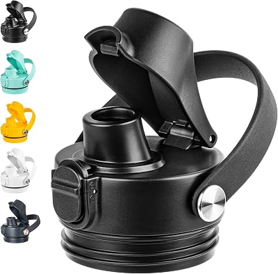 Auto Spout Lid for YETI Rambler Bottles, Replacement Lids for Yeti 12oz 18oz 26oz 36oz 64oz Water Bottle, Water Bottle Cap for YETI Rambler, Flexible Handle