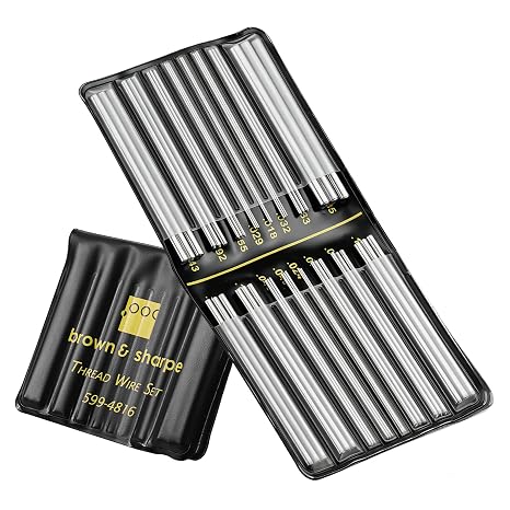 Brown & Sharpe 48-Piece Thread Measuring Wire Set with Portable Holder, 0.5mm to 6mm Range, Stainless Steel Thread Measurement Kit with 16 Different Diameters for All 60 U.S. and Metric Threads
