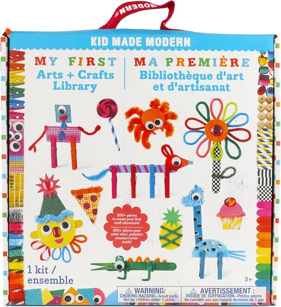 Kid Made Modern My First Arts & Crafts Set for Kids Ages 3 4 5 6 7 8+ Ideal Preschool Craft Kits for Boys & Girls Toddler - 200+ Pieces Bulk Craft Supplies & Materials Kit for Fun Art Projects