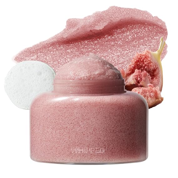 WHIPPED VEGAN SCRUB FIGBUTTER 210g (7.40 oz) Made with Fig & Cacao Butter | Soft as Gelato Texture, Enriched with Ceramide, Shea Butter & Niacinamide | 10x Finer than Sugar Scrubs | for Face & Body