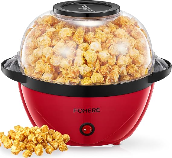 FOHERE Popcorn Maker Machine, 3.5L Popcorn Popper for Home | Electric Stirring Popcorn Popper with Sugar & Oil, Non-Stick Coating, Quiet and Fast, For Movie Nights, Christmas Eve