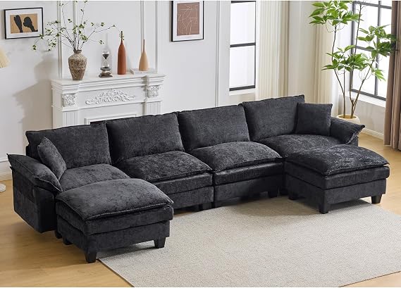 U Shaped Comfy Chenille Modular Sectional Cloud Couch