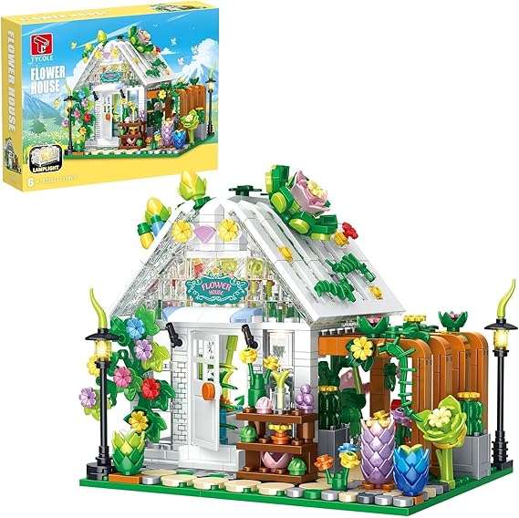 TYCOLE Flower House Building Set with Lights, 719PCS Botanical-Themed Construction Toy, Greenhouse Playset, Creative Gift for Kids, Boys, Girls, Friends & Adults for 6 Year Olds and Up