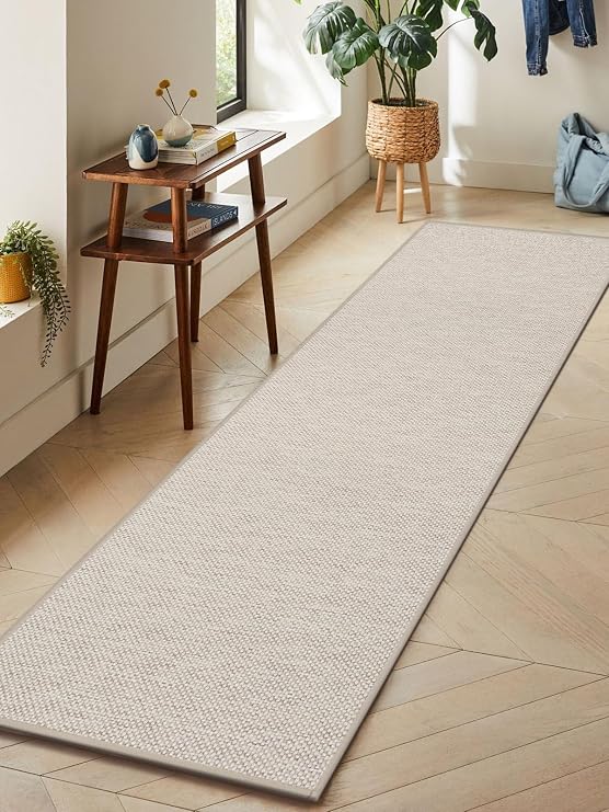 LEKEEPGO Extra Large Kitchen Mat 65x240cm, Long Kitchen Runner Rug, Beige | Non Slip Rubber Backed, Woven Carpet, Absorb Water&Dirt, Fast Dry, Washable, Easy Clean, for Hallway, Laundry,KItchen Floor