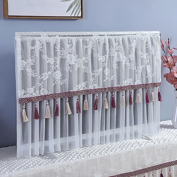 Indoor Lace TV Cover, Lace TV Screen Protector Cloth, Lace Dust Proof Cover with Elastic Band, Indoor Television Dust Proof Cover Lace, TV Screen Dust Cover(Color:Color1,Size:32inch)