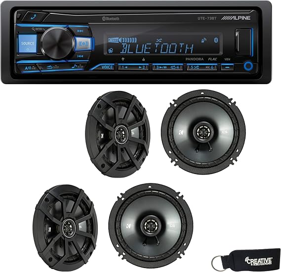 Alpine UTE-73BT Bluetooth Receiver (No CD), and Two Pairs of 43CSC654 6.5" Coaxial Speakers