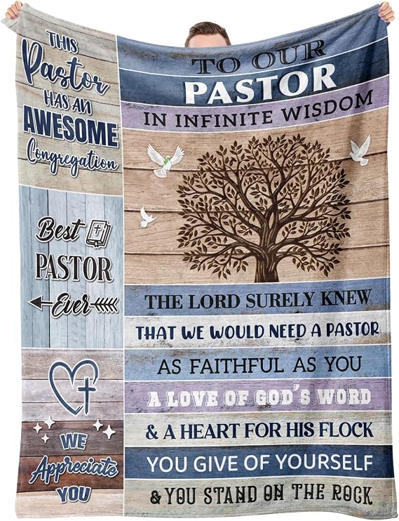 Buioata Pastor Appreciation Gifts, Blue Blanket Pastor for Men 60''*50'', Christian Pastor Gifts, Gifts for Pastors Men, Pastor Birthday