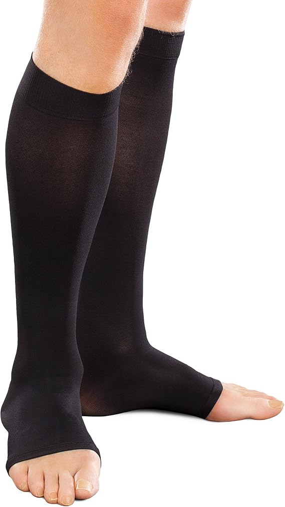 THERAFIRM Ease Opaque Open-Toe Knee Highs - 15-20mmHg Mild Compression Stockings