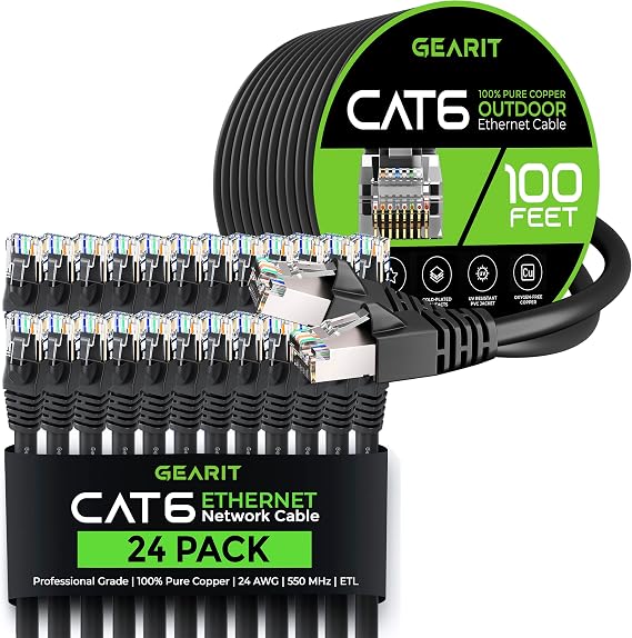 GEARit 24Pack 0.5ft Cat6 Ethernet Cable & 100ft Cat6 Cable