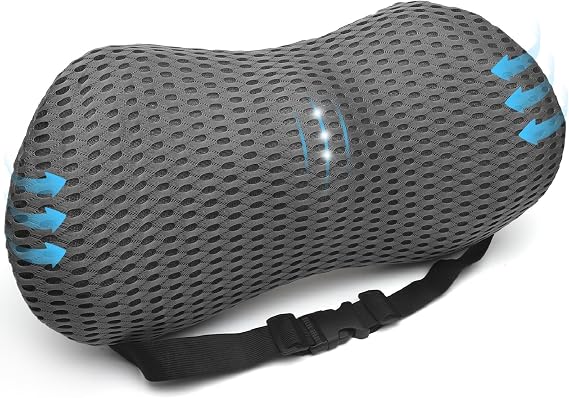 DAWRIS Lumbar Support Memory Foam Pillow, Lumber Support Cushions with Detachable Elastic Strap for Car Office Chair, Adjustable Car Seat Back Support Pillow for Promotes Back Pain Relief