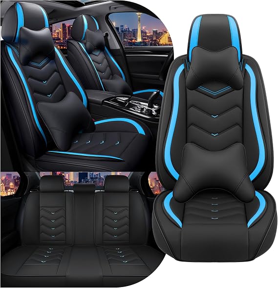 CTDS Car Seat Covers for Toyota Tacoma 2000-2026, Stylish Sport Seat Cover, Premium Nappa Leather Car Seat Cover. Automobile Seat Covers Sets.(Luxury 5 Seats/Black Blue)