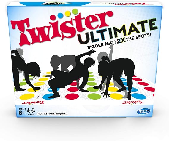 Hasbro Gaming Twister Ultimate: Bigger Mat, More Coloured Spots, Family, Kids Party Game Age 6+, Compatible with Alexa