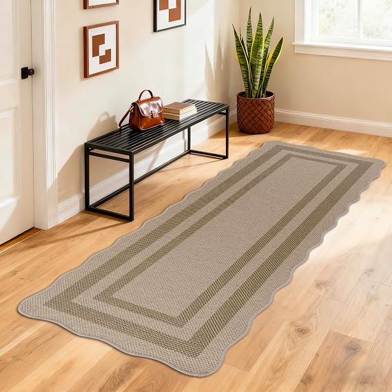Homcomodar Runner Rug for Entryway 60x150cm Non Slip Carpet Runners Washable Jute Look Kitchen Runner Rug for Hallways Kitchen Bedroom Entryway Laundry Room
