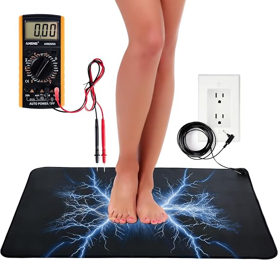 Grounding Mat for Feet, 24x16 Earthing Pad with Multimeter & Cord