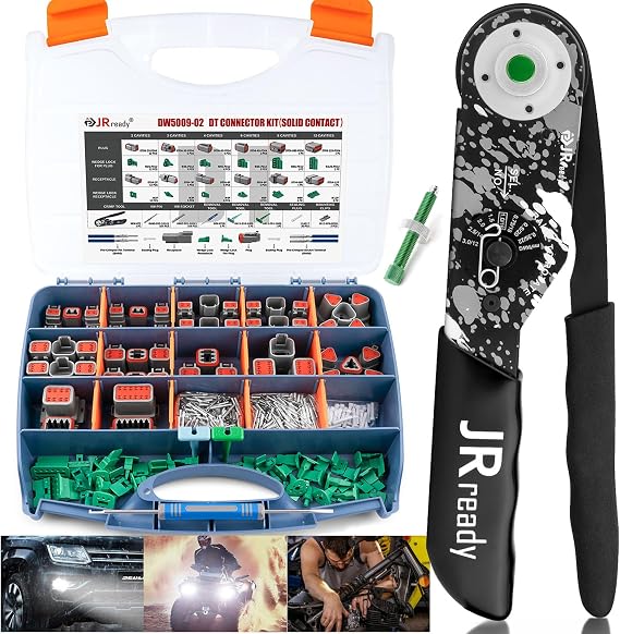 JRready DW5009-2 DT Connector Kit,Deutsch Crimp Tool with Solid Pin Contact