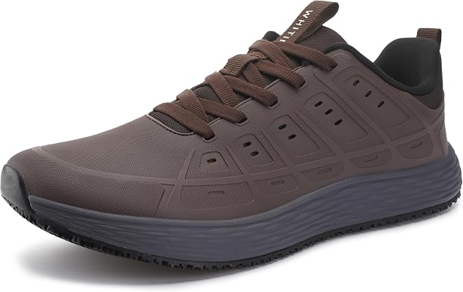 WHITIN Men's Waterproof Food Service Shoes with Zero Drop + Wide Toe Box + Oil Resistant Outsole