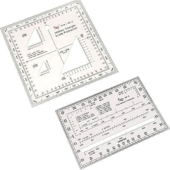 Military Map Protractor 2-Pack Set - Coordinate Scales for Map Reading and Navigation 1