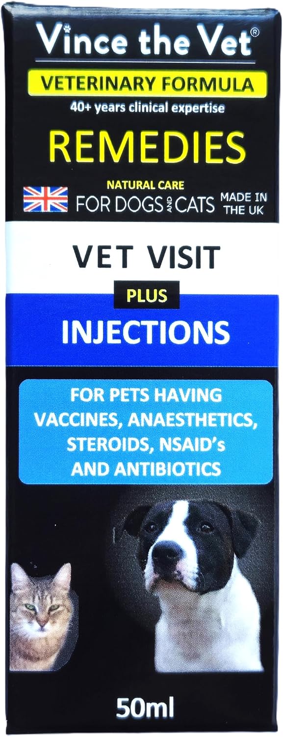 Vet Visit Support Drops for Cats & Dogs 50ml Human Grade Veterinary Formulated Blend of Botanical & Mineral Extracts for Pets having Vaccines, Steroids, Antibiotics etc
