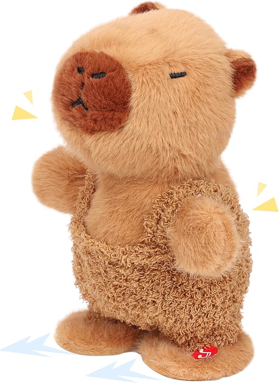 Easfan Talking Capybara Repeats What You Say Walking Singing Stuffed Animal Electric Interactive Plush Toy Funny Animated Toy Mimicking Speaking Birthday for Kids Toddlers,9