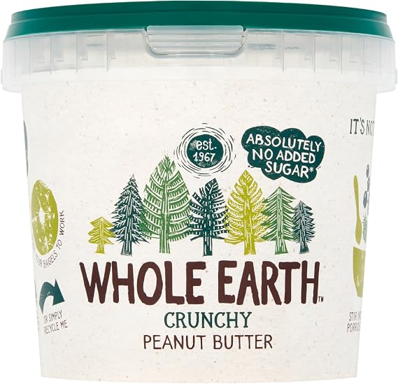 Whole Earth Crunchy Peanut Butter 1 kg | Original Crunchy Peanut Butter • Natural Nut Butter • No Added Sugar • 1kg Tub