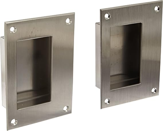 Rockwood 94BTB.32D Stainless Steel Flush Pull Set, 3-1/2" Width x 5" Height x 1-3/4" Depth, Satin Finish