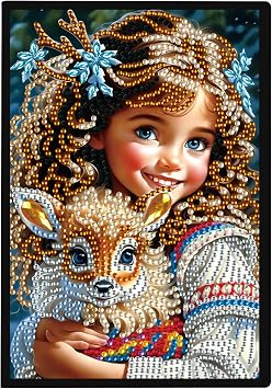DCIDBEI A5 Blank Notebook Diamond Painting Notebooks Deer Stag Angel Elves Fairy 5D DIY Diamond Art Notebook Kits Rhinestone Diamond Art Journal Blank Diary 50 Sheets Cross Stitch Kits Books