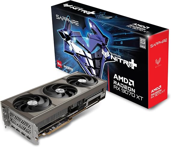 Sapphire 11348-01-20G Nitro+ AMD RadeonTM RX 9070 XT Gaming OC Graphics Card with 16GB GDDR6, AMD RDNA 4