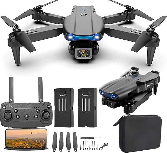 SGM99 Drone with Camera for Adults, RC Foldable Quadcopter, HD Video Foldable Drones W Brushless Motor, 360° Rotation Stunt, with 2 Batteries, Carrying Case, Easy to Use For Beginners Kids/Adult