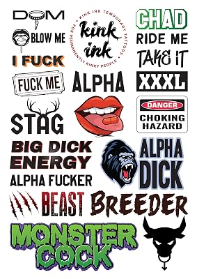 19 x Alpha Male Temporary Tattoo Sexy Naughty Kinky Adult Party Sticker