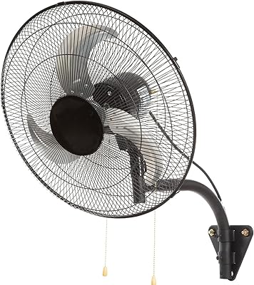 Wall Mount Fan, 20 Inch, 3-speed High Velocity Max. 4650 CFM Oscillating Industrial Wall Fan, Commercial or Residential for Warehouse, Greenhouse, Workshop, Patio, Basement, Black, ETL Listed