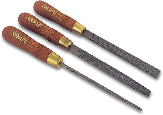 Narex- 3 Piece Set Round Rattail, Half Round and Rectangular 150 mm Cabinetmaker Wood Course Cut Rasp 854201