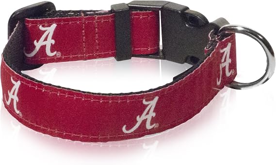 ZEP-PRO Alabama Crimson Tide Dog Collar - NCAA UAL Red Black - Made in The U.S.A.