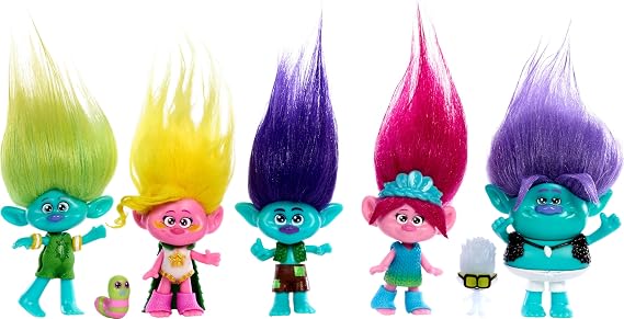 Mattel DreamWorks Trolls Band Together Toys, Best of Friends Pack with 5 Small Dolls & 2 Character Figures, Includes Queen Poppy Doll