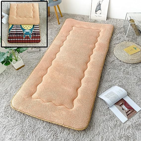 Comfortable japanese futon floor mattress, Single Foldable Floor Mattress, portability Student Dormitory Mattress, Storage Bed Roll-Up Mat, Guest Sleeping mat(Orange,70 * 170cm/27 * 67 * 2IN)