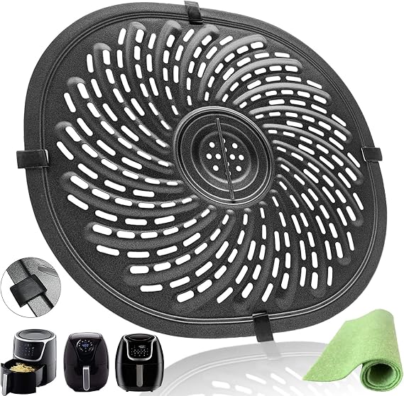 Air Fryer Crisper Plate for 7QT PowerXL Vortex/7QT Gowise/6.5QT Chefman Air Fryers, Nonstick Air Fryer Rack Grill Pan Plate Insert Grate Shelf Grid for 7QT PowerXL Air Fryers, Dishwasher Safe