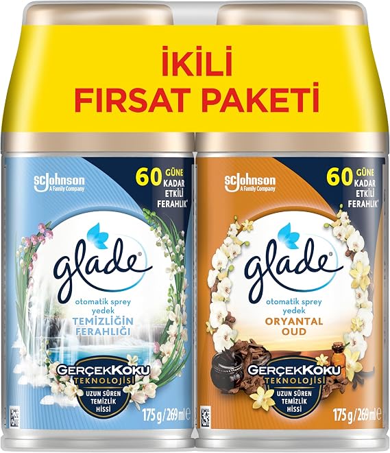 Glade Otomatik Sprey Yedek İkili, Temizliğin Ferahlığı ve Oryantal Oud, 2x269 ml