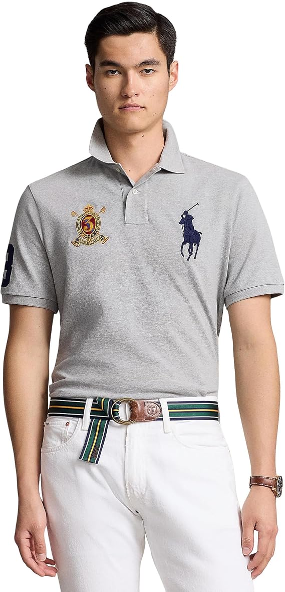 POLO RALPH LAUREN Men's Custom Slim Fit Big Pony Crest Mesh Polo