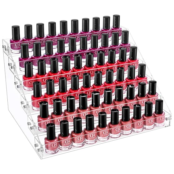 Gospire 6 Tier Clear Acrylic Nail Polish Ink Rack Jewelry Makeup Organizer | Sunglasses Organizer, Eyeglasses Display Rack, essential oil Stand Holder